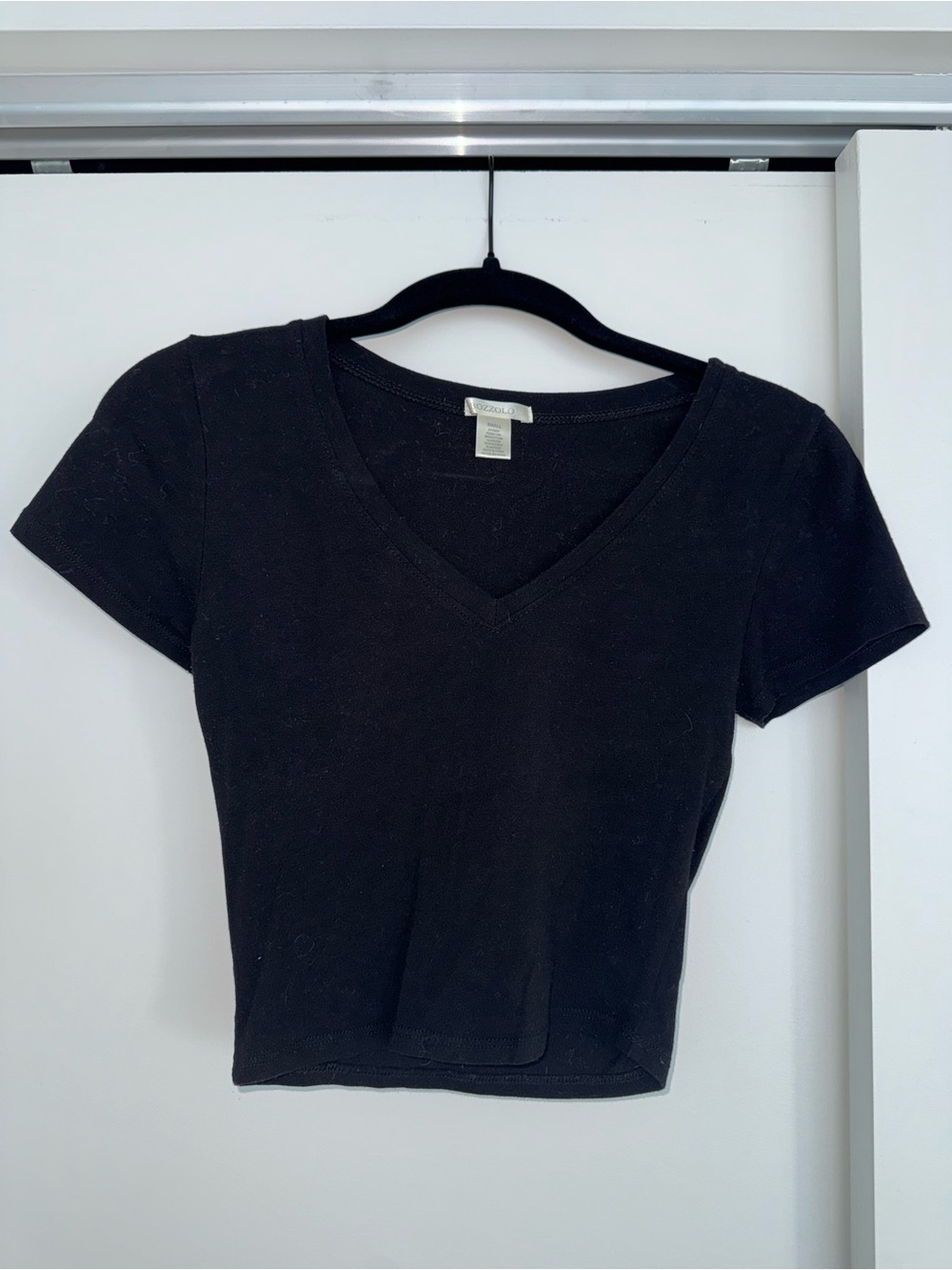 Bozzolo Black V-Neck Short Sleeve Tee
